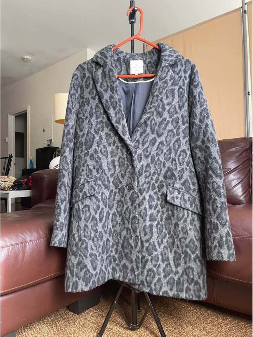 Cyrillus Paris Wool-Blend Leopard Print Coat